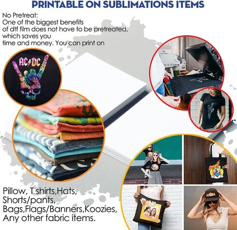 Premium DTF Transfer Film 13"x19" - A3 plus Hot/Cold Peel 20 Sheets Matte Clear PreTreat PET Heat Transfer Paper for DIY Direct Print on All Fabric and Colors T-Shirts Textile in Kuwait