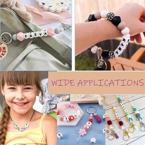 Wednesday 105Pcs Silicone Letter Beads A-Z,12mm Silicone Alphabet Beads for Making Personalized Name Keychain,Vowel -Square in Kuwait