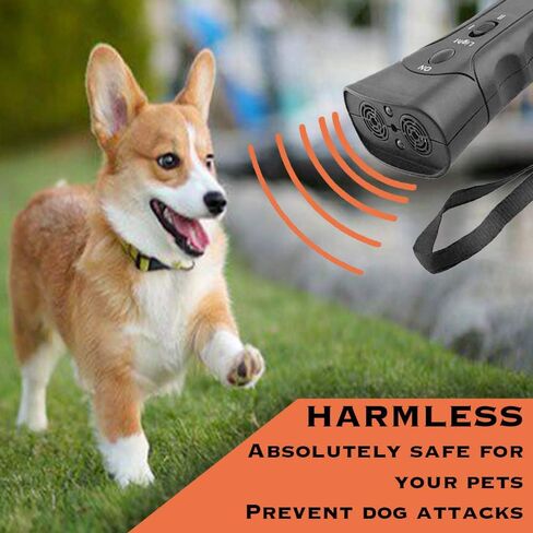 BELMAKS Ultrasonic Anti Barking Control Device Pet Trainer Handheld Dog Bark Control Training Multi-Functions Silent Commands with LED Flashlight and Strap for Pet Indoors and Outdoors in Kuwait