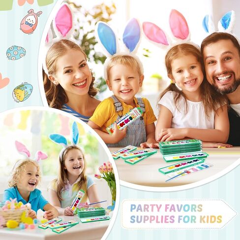 36 Set Easter Bunny Watercolor Paint Sets Bulk 6 Colors Washable Paint Sets Quality Water Color Wooden Brushes for Easter Party Favors, Gifts, Art Supplies in Saudi Arabia