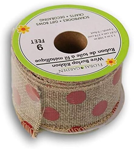 Decorative Burlap Ribbon Mini Spool - 1.5 Inches by 9 Feet (Black Chevron) in Saudi Arabia