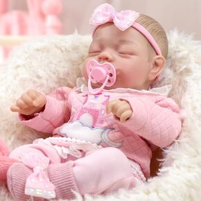 BABESIDE 17 inch Lifelike Reborn Baby Dolls Girl, Newborn Real Life Baby Dolls Realistic Soft Vinyl and Cloth Body Girl Baby Doll with Clothes and Toy Gift for Kids Age 3+
