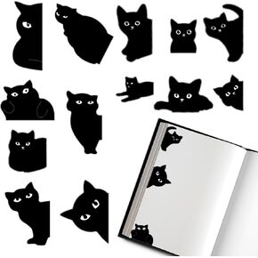 13 Pcs Magnetic Bookmarks, Black Cat Bookmarks for Women Cute Cat Book Mark Clips Set Book Markers for Cat Lover Gifts Magnetic Book Page Clips Kawaii Bookmark for Women Teachers Students Book Lover