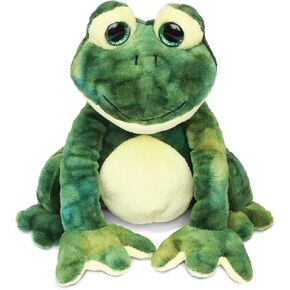 Puzzled DolliBu Plush Frog Stuffed Animal - Soft Huggable Squat Green Frog, Adorable Playtime Frog Plush Toy, Cute Rain Forest Life Cuddle Gift for Kids & Adults - 8 Inches