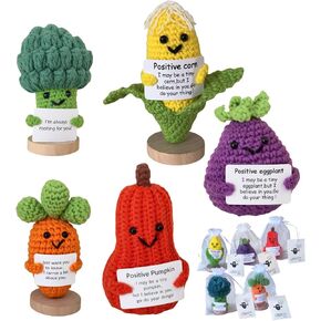 5pcs Positive Potato, Handmade Crochet Animals Stuffed Emotional Support Nuggets and Pickles FunnyStress Relief Bulk Pickle Gifts for Women,Cute Stuff for Office Coworkers and Desk Decor