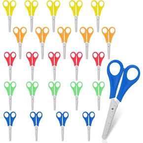 25 Pack Kids Scissors Bulk Set 5“ Kids Safety Scissors for School Supplies Small Scissors Kid Craft Scissors for Cutting Paper Safety Blunt Tip Scissors for Student Classroom Toddler Child Scissors