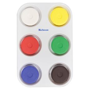 Sax Non-Toxic Giant Tempera Paint Cakes with Tray - 2 1/4 x 3/4inch - Set of 6 - Assorted Colors