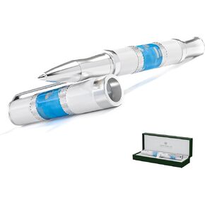 Monteverde USA Regatta Sport Rollerball Pen ، Santorini White and Blue - راتنجات متميزة ، قلم قابلة لإعادة التعبئة ، عبوات كرة الدوارة القياسية