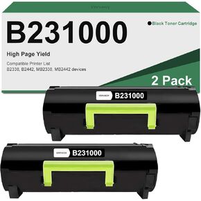 B231000 High Yield Toner Cartridge Replacement for Lexmark B231000 Black Print Cartridge for B2338dw B2650dn B2442dw B2546dw B2650dw MB2338adw MB2442adwe MB2546ade Printer (2-Pack, Black)