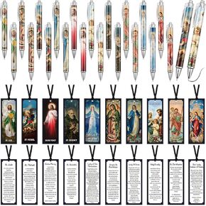 40 Pcs Catholic Bible Gifts Set Christian Gifts Bulk Christmas Nativity Bookmark Bible Verse Ballpoint Pen Set Devotional Prayer Bookmark for Women Men Motivational Christian Gifts School Supplies