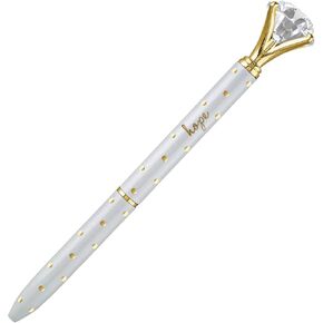 Creative Brands Faithworks - Refillable Ballpoint Gem Pen, 5.5-Inch, White/Gold Dot - Hope