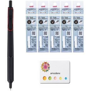 amazdone uni Jetstream EDGE 0.38 Oil-based Ballpoint Pen Black red Body（SXN100338BK15）＋Jetstream EDGE 0.38mm Oil-based Ballpoint pen refill （SXR-203-38 Black） 5 set Sticky Notes Value Set