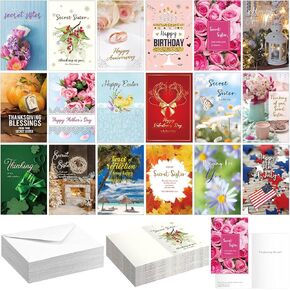 36 Sets Secret Sister Greeting Cards for Christian Women Religious Inspirational Greeting Card with Envelopes, 18 Styles Bible Christian Scripture Prayer Gift for Women Birthday Easter Irish Valentine