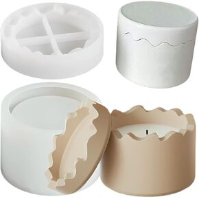 Square Cup Silicone Mold Cylindrical Candle Jar Mold with Lid Cube Round Box Resin Expoxy Mould Handmade Storage Container for Jewelry Tray DIY Plaster Cast Cement Incense Burners Mold (Square)