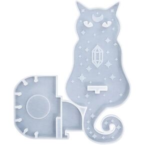 Candle Holder Silicone Mould Zcargel 3/1 PCS Cat Bat Wall Hanging Wall Storage Rack Resin Mold Cute Cat Candlestick Holder Epoxy Resin Craft Making Tool for Home Decor DIY Making Decor Art Crafts