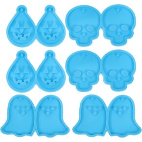 EXCEART 6 Pcs Halloween Stencils Silicone Earrings Silicone Mold Crystal Pendants Jewelry Casting Molds Silicone Jewelry Mold Resin Charm Molds Hanging Pendant Mould Silicone Eardrop Mold