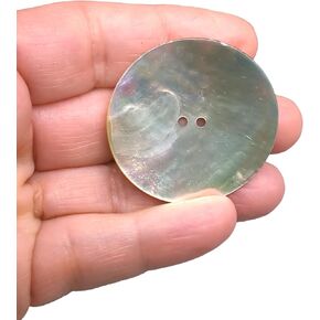 Natural Nacar Pearl Shell Buttons - Nacre - Concha - AKOYA - 2 Holes Round Sewing Buttons - Iridisdent Color - Produced and Shipped from Spain (37 mm)