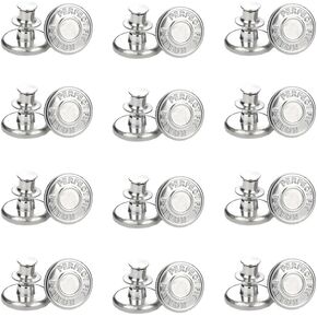 yaphetss 12 مجموعات أزرار جان دبابيس قابلة للضبط قابلة لإعادة الاستخدام ، دبابيس دبابيس لا توجد سراويل خياطة زر استبدال الزر جين جين ، 17 ملم ، الفضة in Kuwait