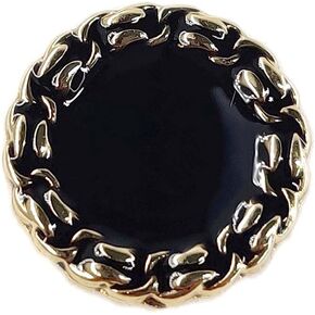 Classic Golden Metal Base Black Enamel Sewing Shank Buttons 20 Pcs - 15mm, 5/8"