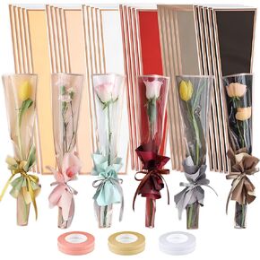 Single Flower Sleeves Wrapping Bags for Floral Arrangement Supply Wedding Valentine's Day Mother's Day