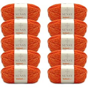 Sensy Velvet Slim Yarn for Crocheting, Baby Blanket Yarn, Chenille Yarn, Amigurumi Yarn, 3.5 oz, 218 Yards, Gauge 3 Light (Ecru)