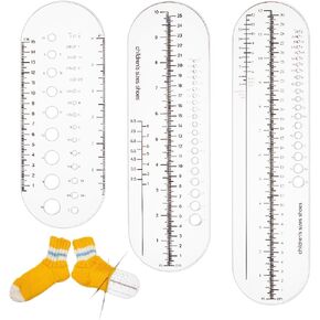 OLYCRAFT 3Pcs 2 Sizes Sock Ruler Knitting Crochet No Hole 8.9/11.8 Inch Clear Acrylic Sock Crochet Ruler Sock Ruler Knitting Crochet Size Measurement Hook Needle Ruler for Knitting Socks DIY Craft