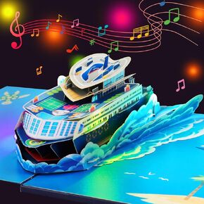 Magic Ants Musical Happy Birthday Train Pop-Up Card with Lights – 3D Colorful Train Theme with Balloons & Gifts - for Kids, Children, and Train Lovers, Handmade Birthday Greeting