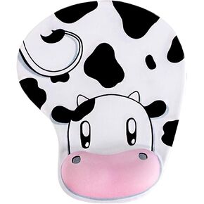 Mouse Pad,Ergonomic Mouse Pad,Wrist Protected Elastic Gel Wrist Rest, Non-Slip Rubber Base Mouse Pad with Wrist Support for Gaming Computer Office Home Working Studying(Cow Style)