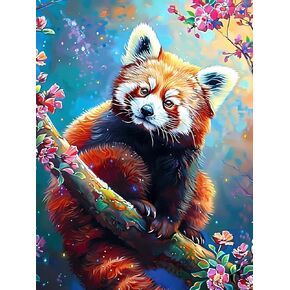 JXAVAXDE The Red Panda Sitting on a Branch Diamond Painting Kit Handmade Hobbyist Red Panda Diamond Painting 5D Round Diamond Cross Stitch Crafts Wall Decoration Gifts 12x16 inch