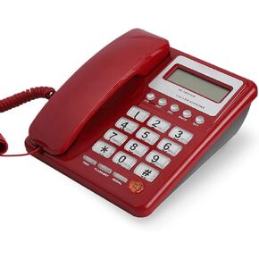 KXT8001 Corded Standard Phone, Red Landline Phone with LCD Display, Desktop Phone for Home Office School Hotel, Telephones Landline Corded