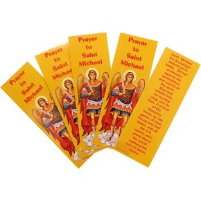 St Michael Bookmark Pack Archangel Saint مع صلاة البطاقة المقدسة على ظهره لطلاب المدارس أو علامة صفحة دراسة الكتاب المقدس ، مجموعة من 5