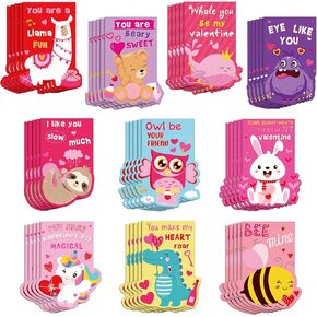 Eaasty 50 Pcs Valentine Magnetic Bookmarks for Kids Cute Animal Magnet Page Markers Valentine Animal Magnet Page Marker Clips for Adults Students Office School Prizes Classroom Exchange Party Favor