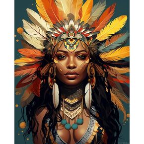ZUVRDIAI Paint by Numbers African American for Adults, Acrylic Oil Painting by Numbers Kits for Beginner with Brushes Art Crafts Canvas for Home Decor 16x20 Inch