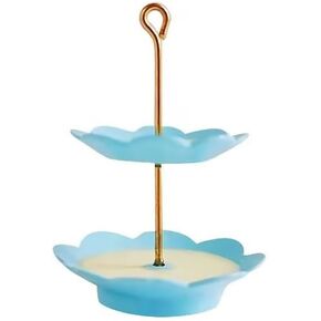 1Pcs Blue 1/12 Miniature 2-Tier Cake Stand Dollhouse Decoration Accessory, Miniature Cake (0.9x0.9x1.3 inch)