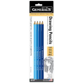 Generals Smooth Artists Graphite Drawing Pencils, Assorted Tips, Black, Set of 4