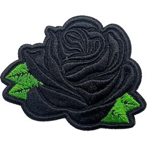 Black Rose Patch, Size 3" Sew On Patches, Rose Embroidery Fabric Patches for Clothes Jeans Backpacks Hats, Applique Patches, Embroidery Iron On Patches for Clothes, Flower Patches