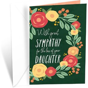 Prime Greetings Sympathy Card Loss of Daughter, Made in America, Eco-Friendly, Thick Card Stock with Premium Envelope 5in x 7.75in, Packaged in Protective Mailer
