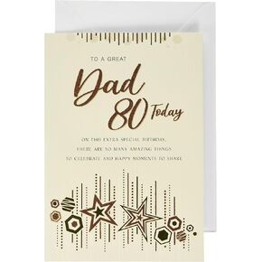 Regal Publishing Modern Milestone Age Birthday Card 80th Dad - 9 x 6 inches,Beige