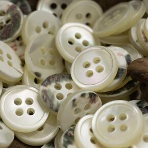 20 Pieces Natural White Mother of Pearl Buttons for Shirts Dresses Polo DIY Craft, Real Genuine White MOP Buttons for Women Men Shirts (Back Black, Diameter 11.5MM)