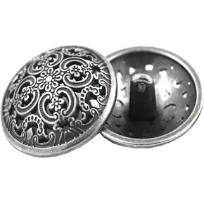 20Pcs Metal Snaps Fasteners Press Studs,Retro Hollow Sewing Button Shank Round Shaped Metal Button,for Men Women Blazer, Coat, Uniform, Shirt, Suit and Jacket(25mm，Silver white)