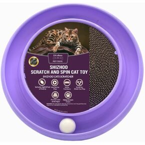 Scratch and Spin Cat Scratcher Pad with Interactive Spinning Ball for Active Play (Blue)