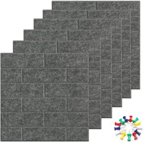 VANCORE 11.8" x 11.8" Large Bulletin Board with 30 Push Pins, Felt Subway Tiles for Photos,Notes,Letter,Memo, 6 Pack Wall Boards for Office (White)