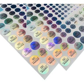 2000 PCS Silver QC Passed Stickers for Warehouse Inventory Quality Control Checked Tested Pass Approval， Size 0.39 Inch Round Shape Reflective Laser Waterproof Adhesive Labels