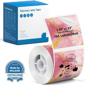 Thermal Labels for POLONO PM220S Label Maker, 2 inch (50mm) Thermal Label, Waterproof, Multi-Purpose Label Tape, 1 Roll of 150 Self-Adhesive Thermal Paper Gradient Pink
