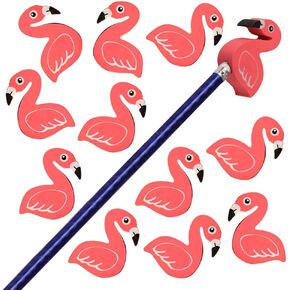 ArtCreativity Flamingo Eraser Pencil Toppers, 12 Pcs, Cute Eraser Caps Toppers, Classroom Prize, Teacher Rewards, Tropical Birthday Party Favors, Goody Bag Stuffers for Boys and Girls