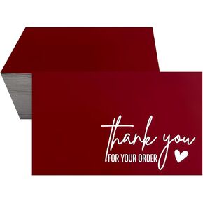RXBC2011 Thank you for your order card Thank you cards Package Insert for online business Pack of 100 Wine Red