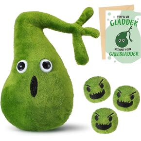 Gallbladder Plush Set Gall Surgery Recovery Gifts Include Gall Plush with Gallstones Stuffed and Gallbladder Get Well Card Operation Removal Gift for Gallstones Patient(Green)