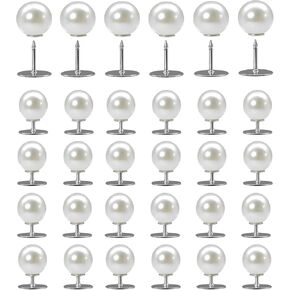 30Sets Pearl Buttons No Sew Pearl Pins, Removable Buttons Pearl Brooch Pins Fixed Pins, DIY Decoration Crafts Buttons for Shirts Dress Sweaters Coat Shawl Hat Shoes for Women Girls (Mixed Size)