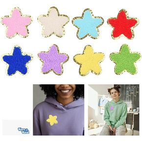 Kare & Kind Iron On Patches Smiley - Chenille Embroidered Patches - Sew On/ Iron On Pieces for Clothing, Shirts, Uniform, Dresses, Jackets Bags, Hats - DIY, Crafting, Arts, Sewing, Handmade Items