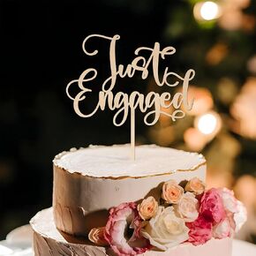 Just Engaged Cake Topper Engagement Cake Topper in Wood